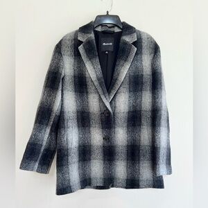 Madewell The Oversized Dorset Blazer Buffalo Check Boiled Wool, Grey/Black, XS